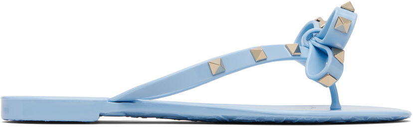 Tenisky a topánky Valentino Garavani Rockstud Rubber Sandals with Bow Modrá | 7W2S0552PVS
