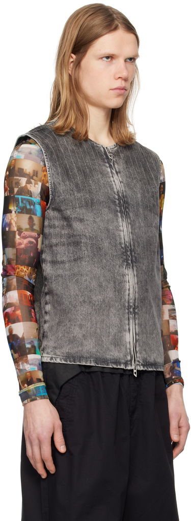 Vesta Diesel D-Sund-S Pinstripe Denim Vest Šedá | A17104-0ABCU-02, 1