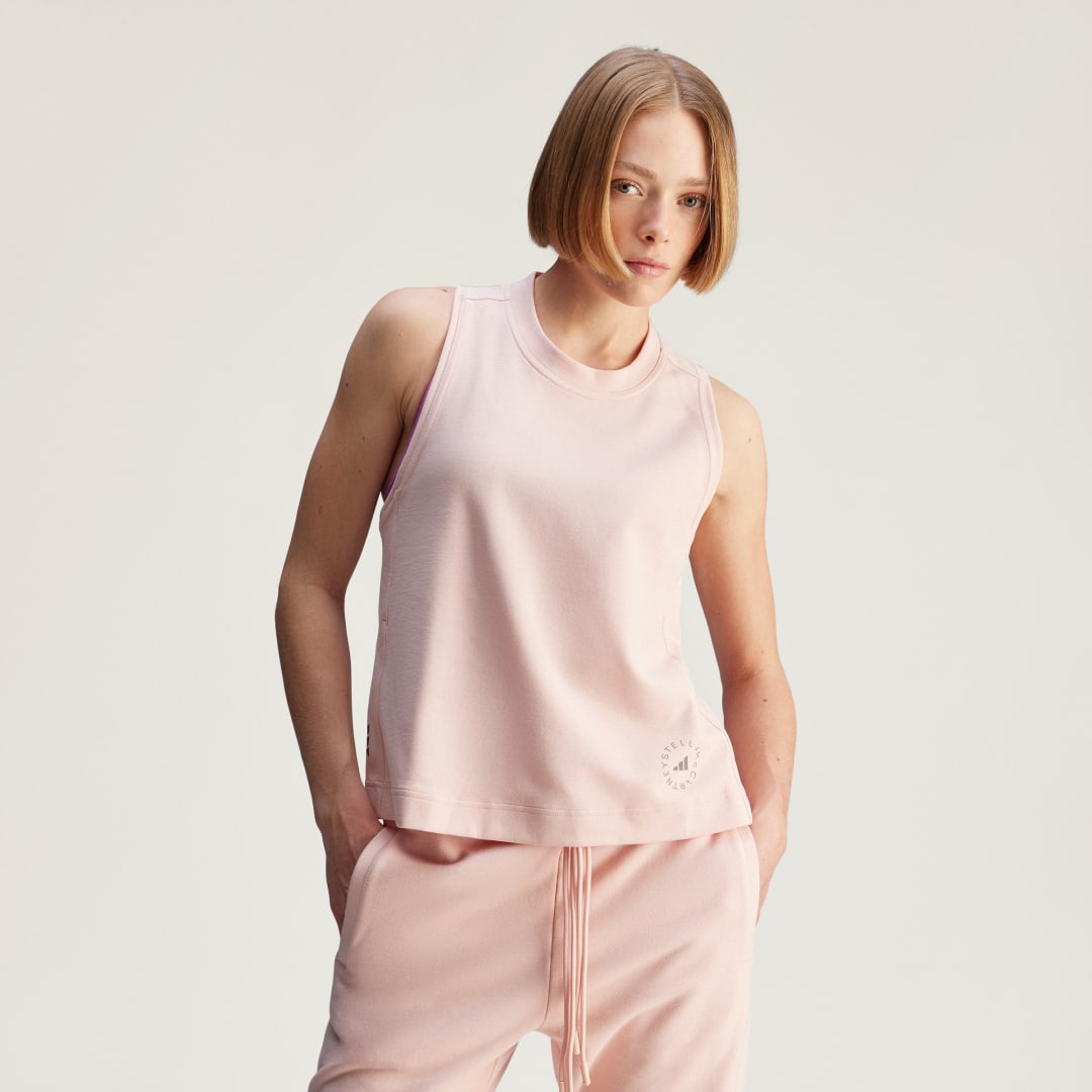 Tielko adidas Performance adidas by Stella McCartney Logo Tank Top Ružová | JI5177, 0