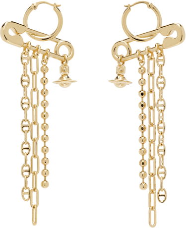 Náušnice Vivienne Westwood Ginetta Safety Pin Orb Dangle Earrings Žltá | 6202017A-02R001-, 0