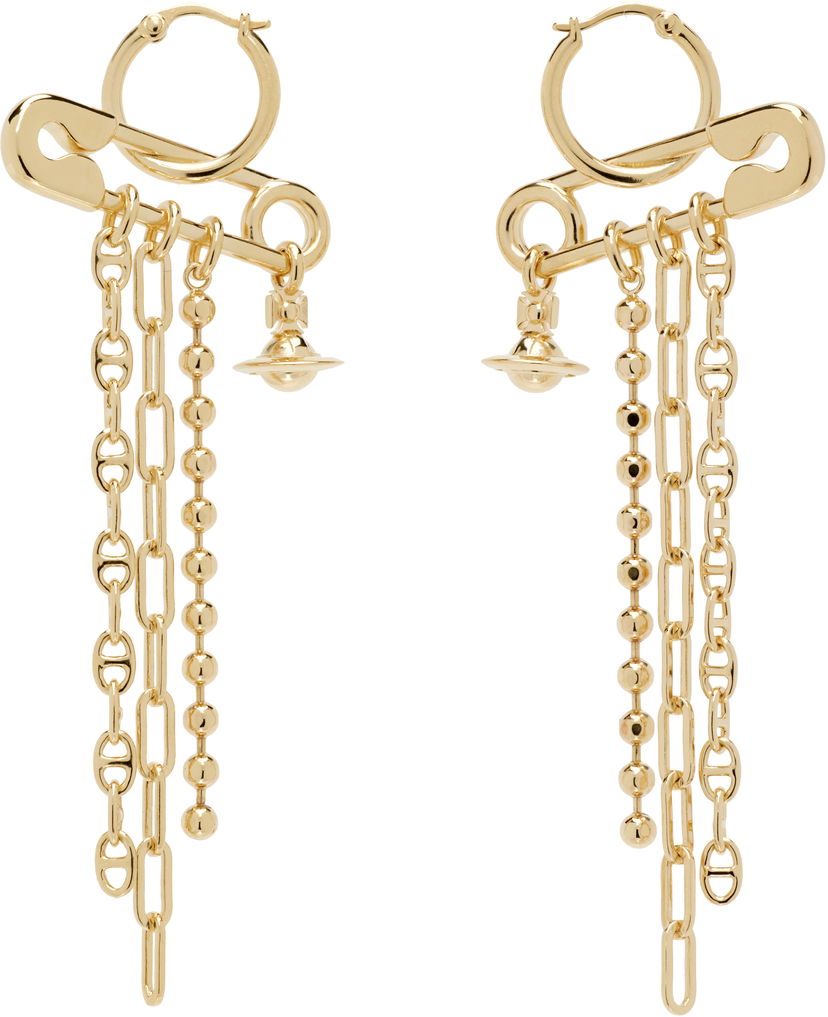 Náušnice Vivienne Westwood Ginetta Safety Pin Orb Dangle Earrings Žltá | 6202017A-02R001-