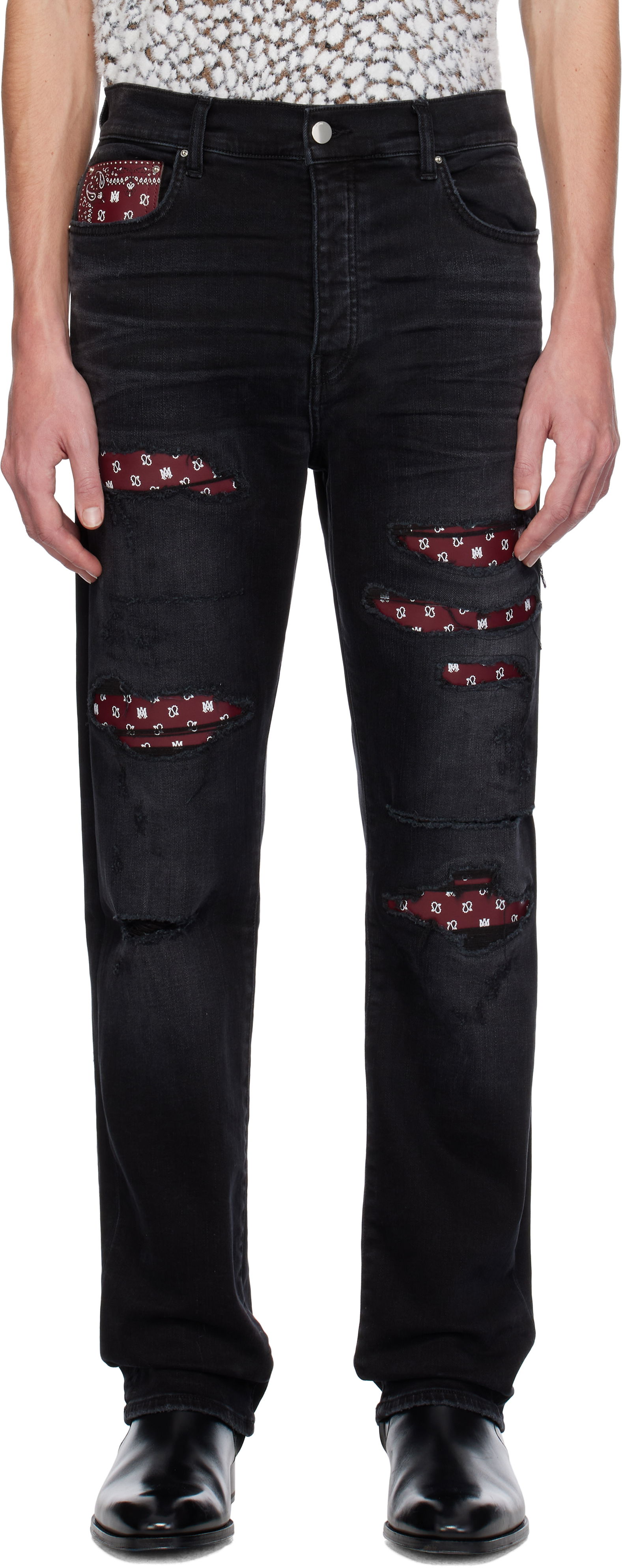 Slim Fit Jeans With Bandana Repairing