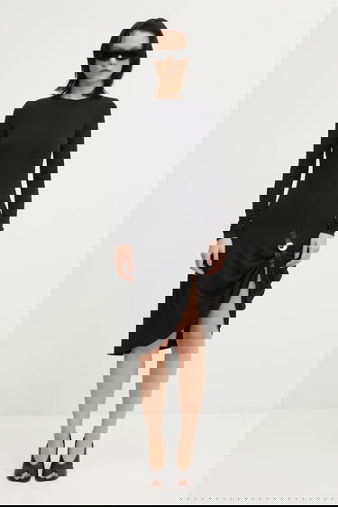 Šaty Coperni Suspended Long-Sleeve Midi Dress with Side Buckle Detail Čierna | COPR243F5022, 4