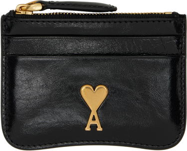 Peňaženka AMI AMI Paris Zipped Leather Card Holder Čierna | USL105.AL0051, 0