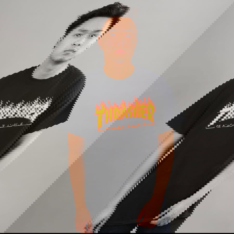 Tričko Thrasher Flame Logo Čierna | 020094, 0