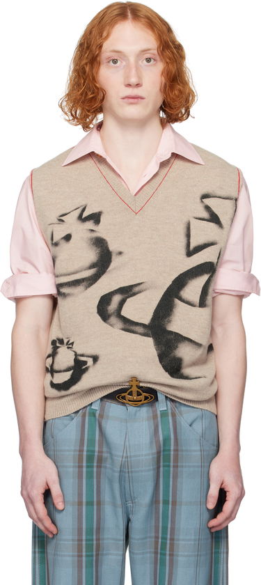 Sveter Vivienne Westwood Vivienne Westwood Orbit Print Vest Béžová | 2701002A-Y0018-, 0