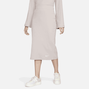 Sukňa Nike High-Waisted Ribbed Jersey Skirt Béžová | DV7956-272, 0