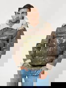 Faux Leather and Nylon Puffer Jacket