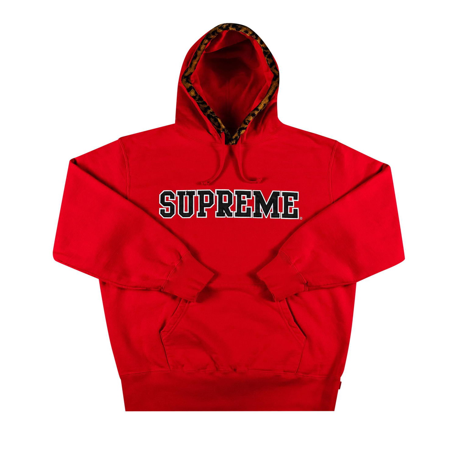 Mikina Supreme Leopard Trim Hooded Sweatshirt Červená | FW21SW92 RED, 1