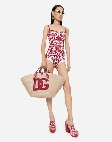 Tote bag Dolce & Gabbana Medium Kendra Straw Shopper Tote Bag Béžová | BB7241AN407HE3OB, 1