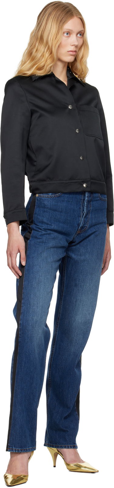 Košeľa Wales Bonner Wales Bonner 'The Flora' Cropped Satin Jacket Čierna | WS25JA18-PL03-999, 3