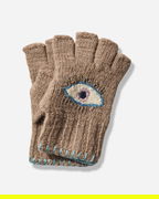Wool Folktale Fingerless Gloves with Embroidered Eye
