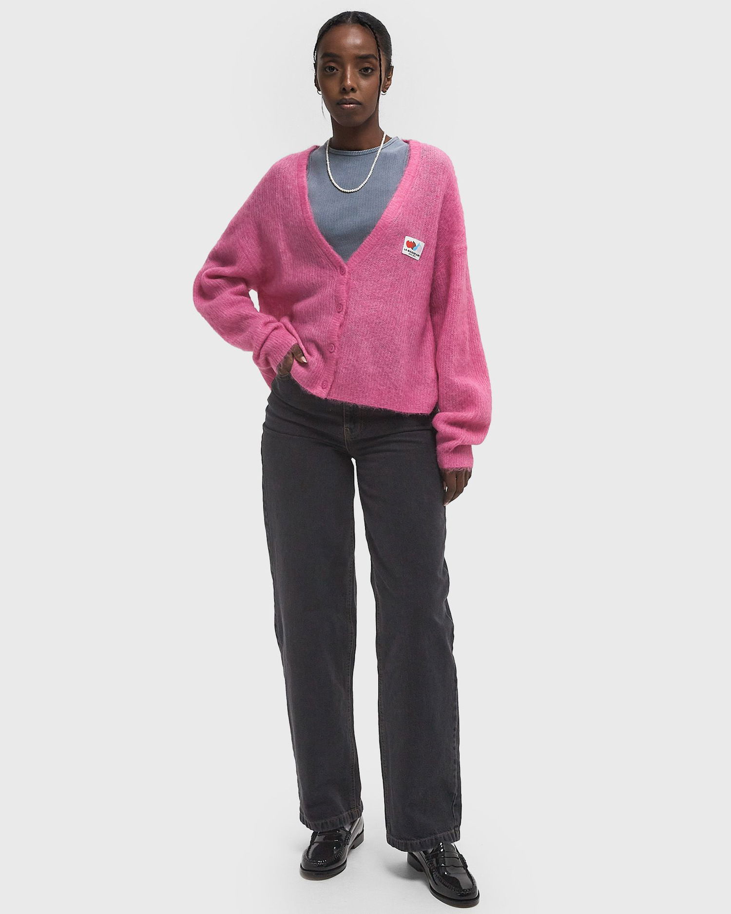 Sveter American Vintage Nenybay Knitted Cropped Cardigan Ružová | NEN19AE25-HIBISCUS, 1