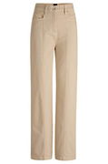 Wide-Leg Cotton-Blend Trousers with Stitching