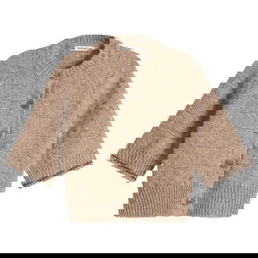 Sveter YMC Kwai Checkered Knit Button-Front Cardigan Béžová | Q8ZME-TPE, 1