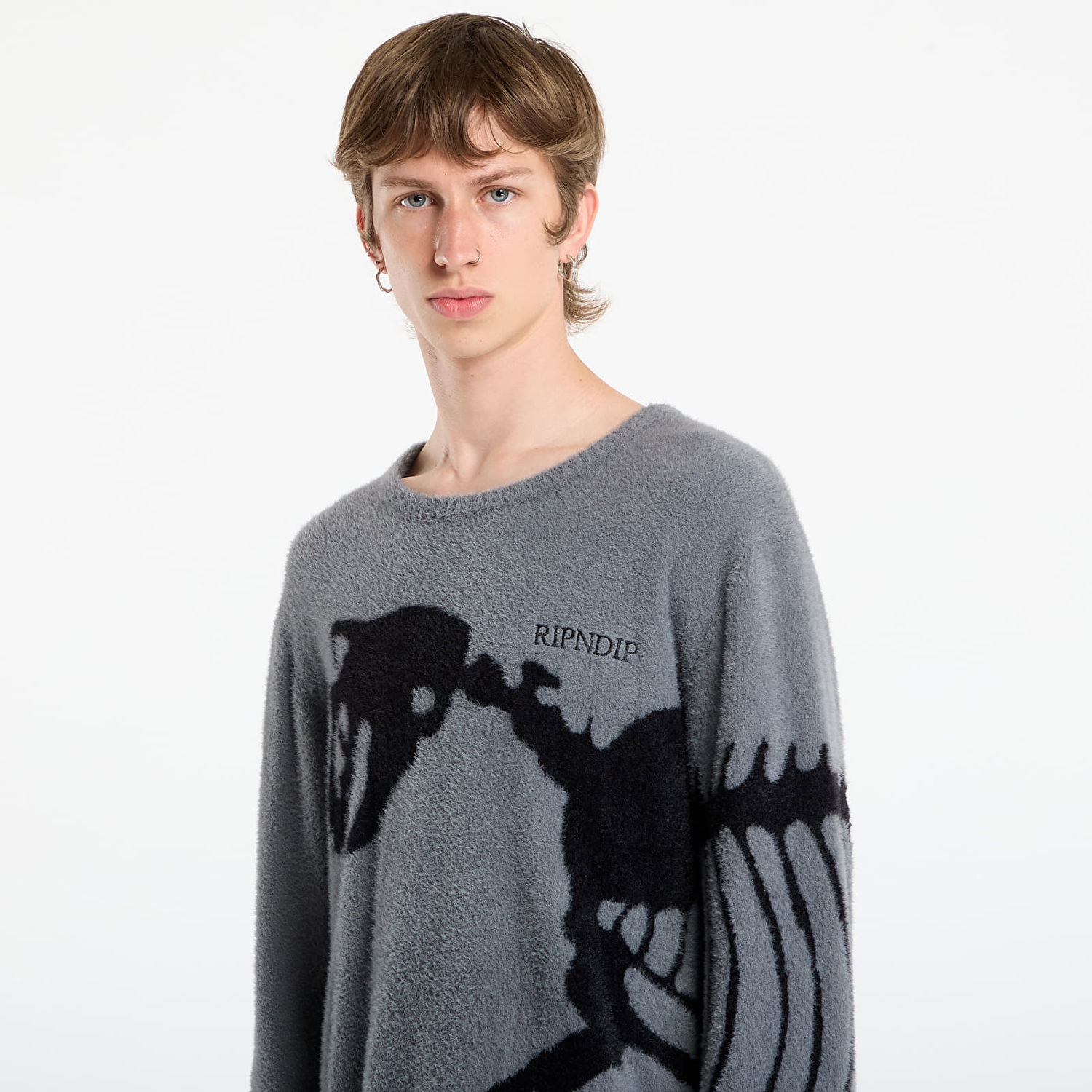 Sveter RIPNDIP RIPNDIP Fossil Mohair Knit Sweater Šedá | RNDFALL25102, 1