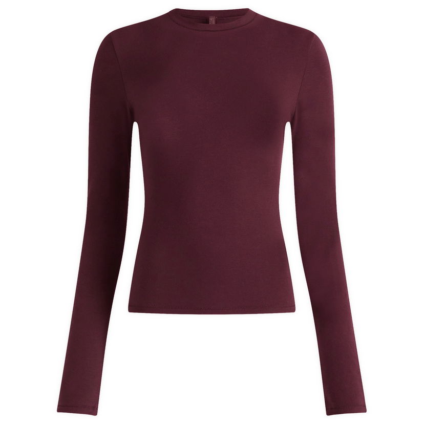 Tričko SKIMS Cotton Jersey Long Sleeve T-Shirt, Size Large Vínová | AP-TSH-0647-CUR