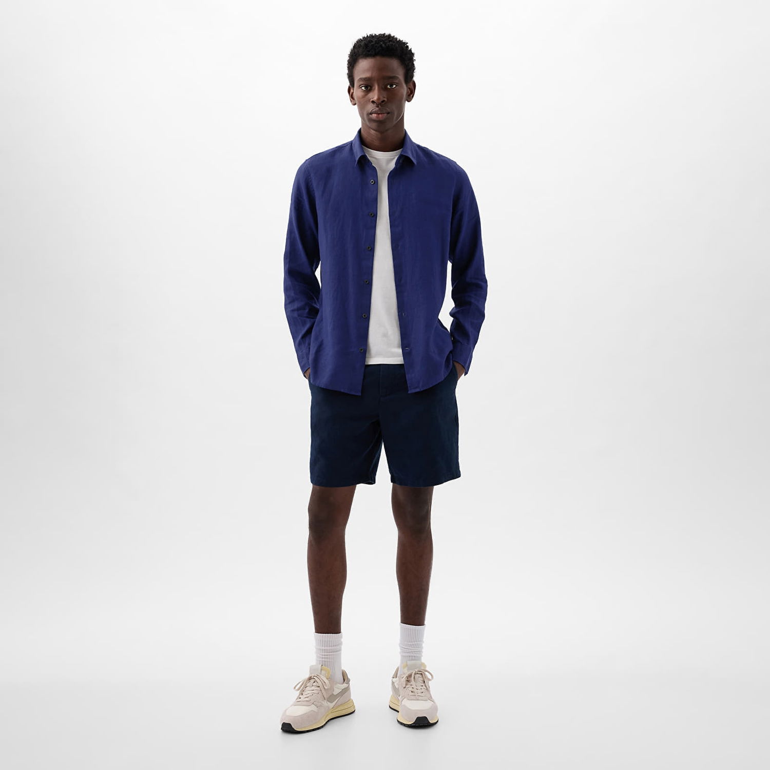 Košeľa GAP Longsleeve Linen Shirt Deep Cobalt Navy | 855351-02, 1
