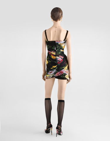 Šaty Dolce & Gabbana Dolce & Gabbana Draped Tulle Mini Dress with Rose Print Rôznofarebný | F6TLETFSUBIHN5IY, 2