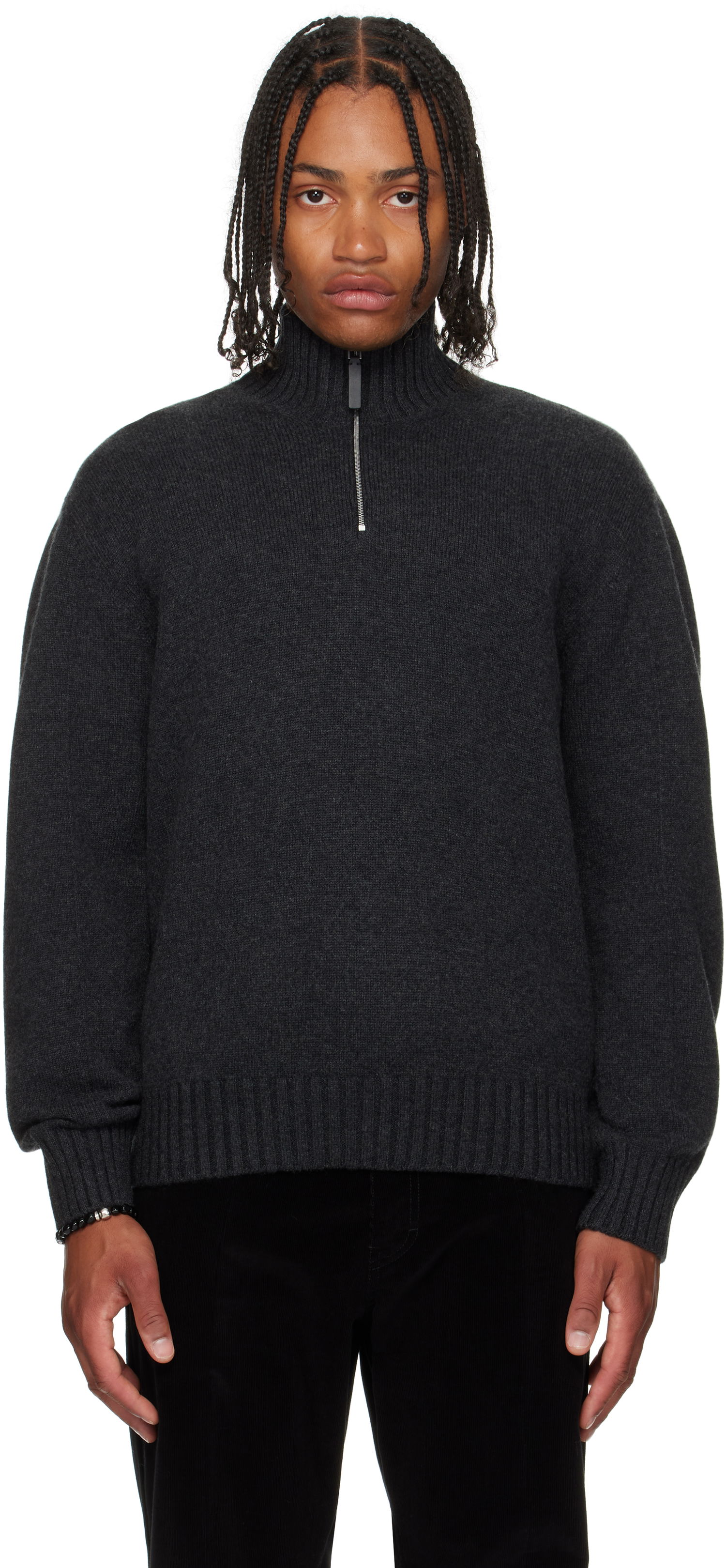 Sveter FERRAGAMO Ferragamo Cashmere Half-Zip Turtleneck Šedá | 786159, 0