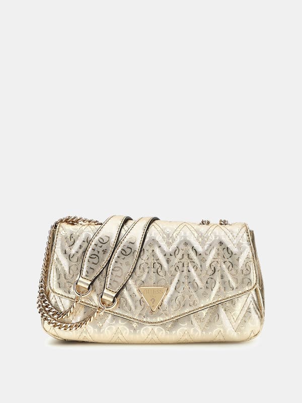 Kabelka GUESS Adelard Laminated Crossbody Metalická | HWGM9502210, 0