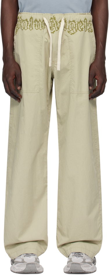 Cargo nohavice Palm Angels Loose-Fit Cargo Pants With Logo Waistband Béžová | PMCA117S25FAB0026156, 0