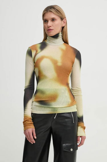 Tričko Nanushka HARRI Printed Turtleneck Top Béžová | NW24FWTP33076, 3