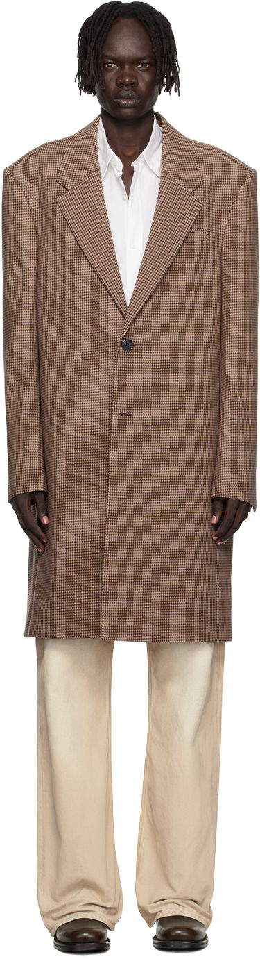 Kabáty Acne Studios Acne Studios Houndstooth Wool Coat Hnedá | B90830-, 0
