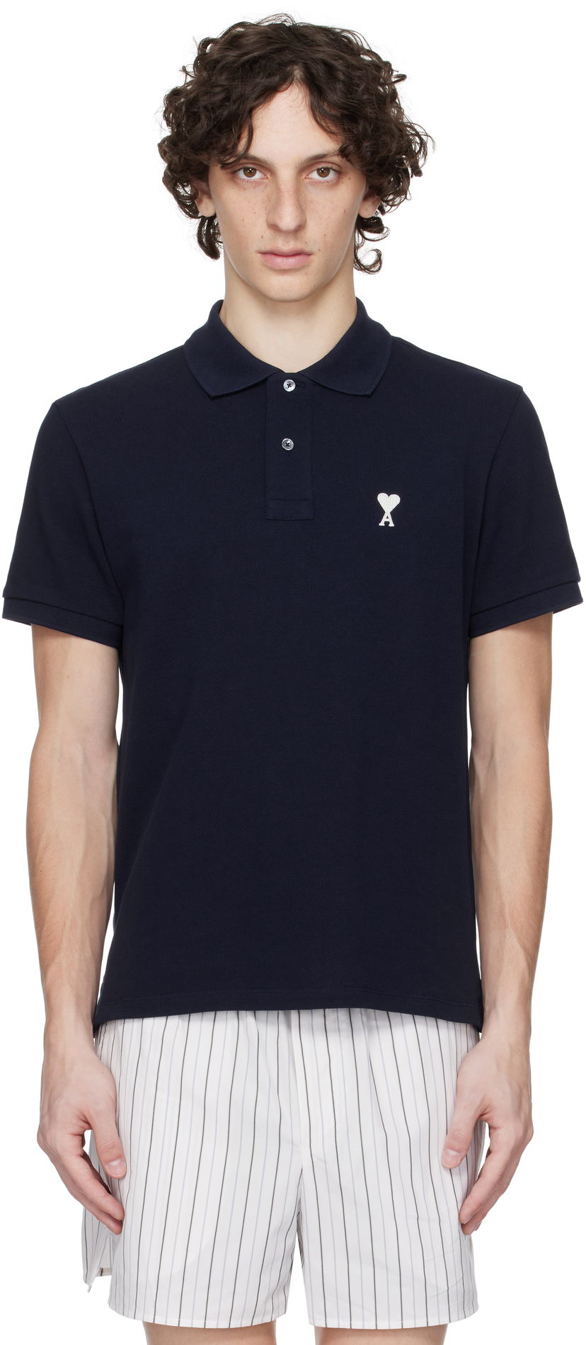 Polo tričko AMI Cotton Ami de Coeur Polo Navy | HPL060.760