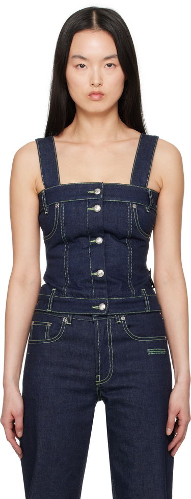 Tielko Off-White Off-White Corset Denim Tank Top Modrá | OWYP009S25DEN0014600, 0