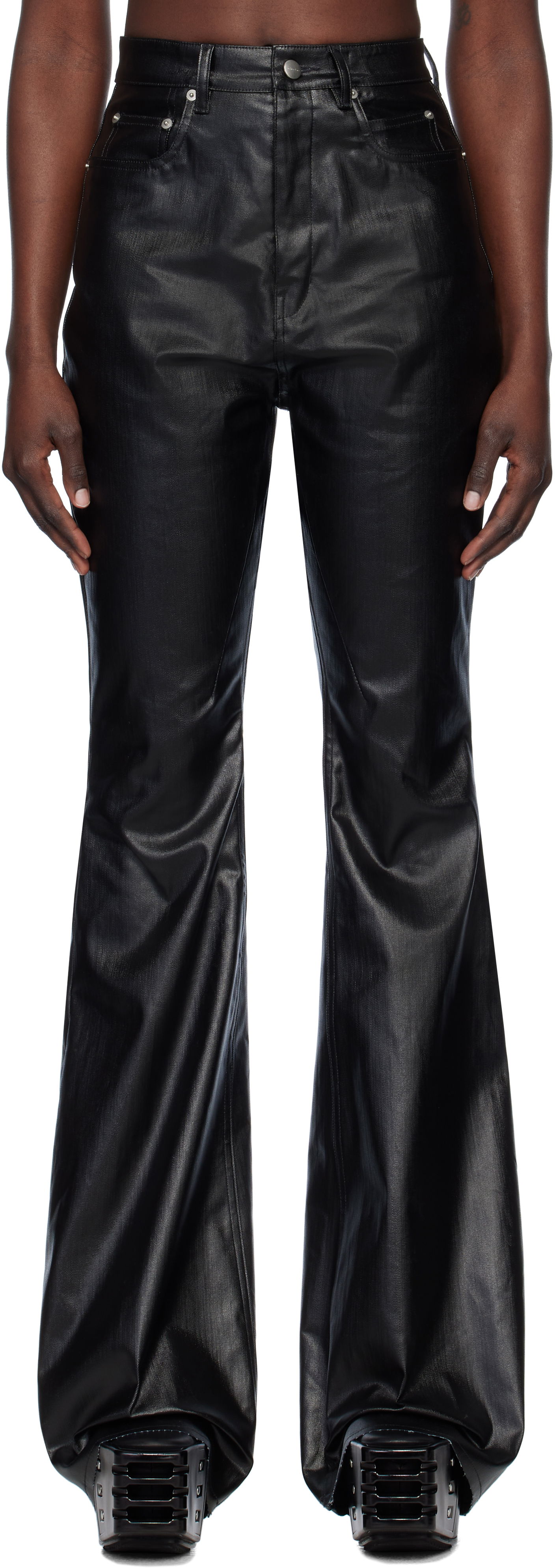 Džínsy Rick Owens Rick Owens Hollywood Bolan Bootcut Coated Jeans Čierna | RP01E7329 SCT, 0