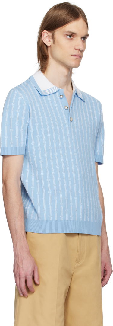 Polo tričko Casablanca Casablanca Monogram Knit Polo Modrá | MS25-KW-895-02, 1