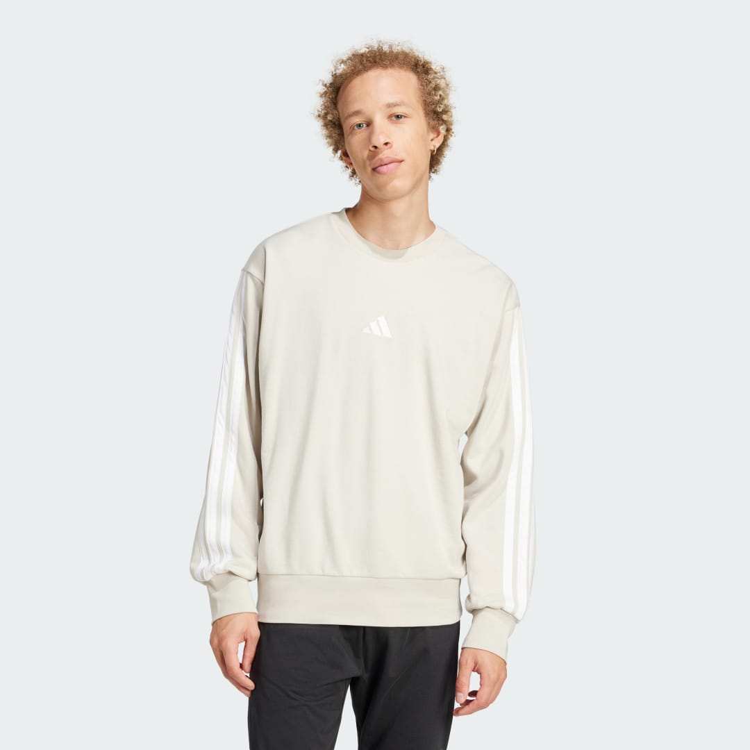 Sveter adidas Performance Essentials 3-Stripes French Terry Sweatshirt Béžová | JE6377, 0
