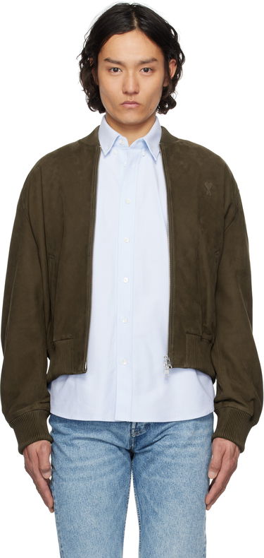 Bomber bunda AMI AMI Paris Zipped Suede Jacket Zelené | HJK152.LH0052, 0