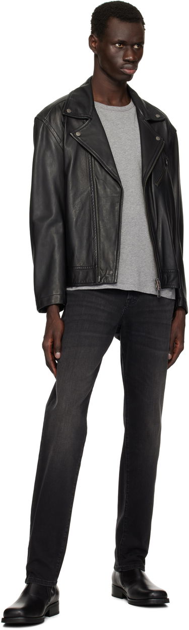 Bunda BOSS BOSS Zip Pocket Leather Biker Jacket Čierna | 50530258, 3
