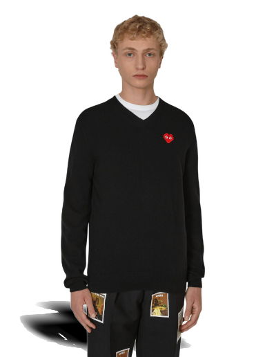 Sveter Comme des Garçons Invader Heart V-Neck Sweater Čierna | P1N082 2