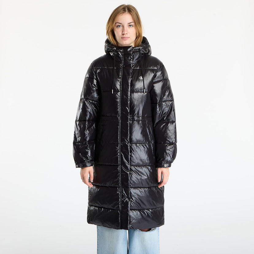 Prešívaná bunda CALVIN KLEIN Shine Long Puffer Coat Čierna | LV047D506G UB1