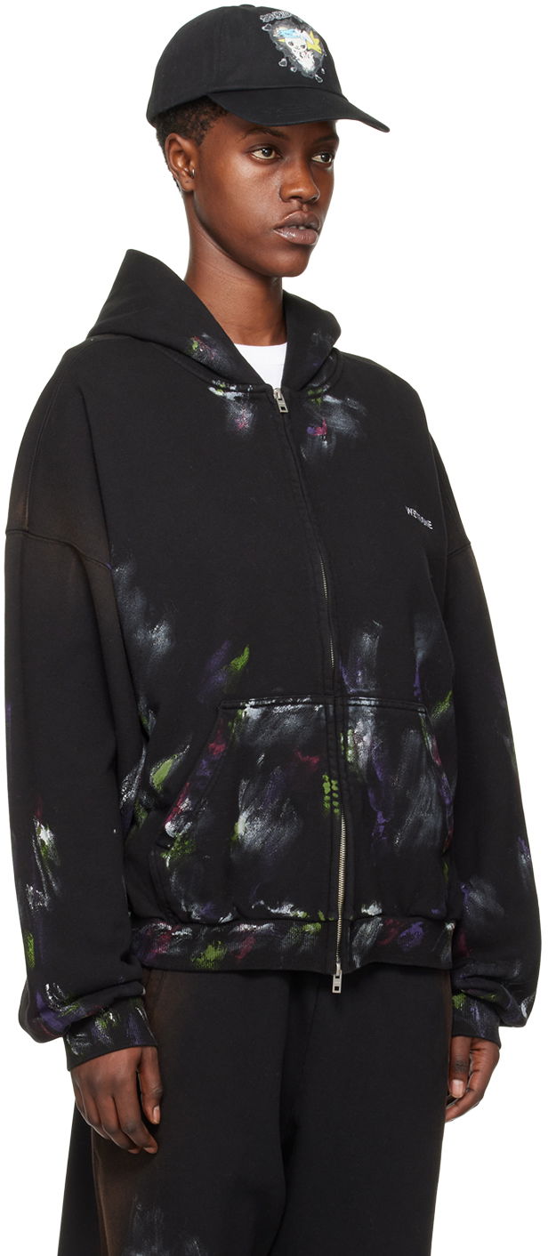 Mikina We11done Painted Zip-Up Hoodie Čierna | WD-TJ0-24-777-U-BK, 1