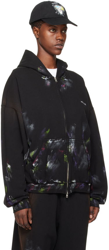 Mikina We11done Painted Zip-Up Hoodie Čierna | WD-TJ0-24-777-U-BK, 1