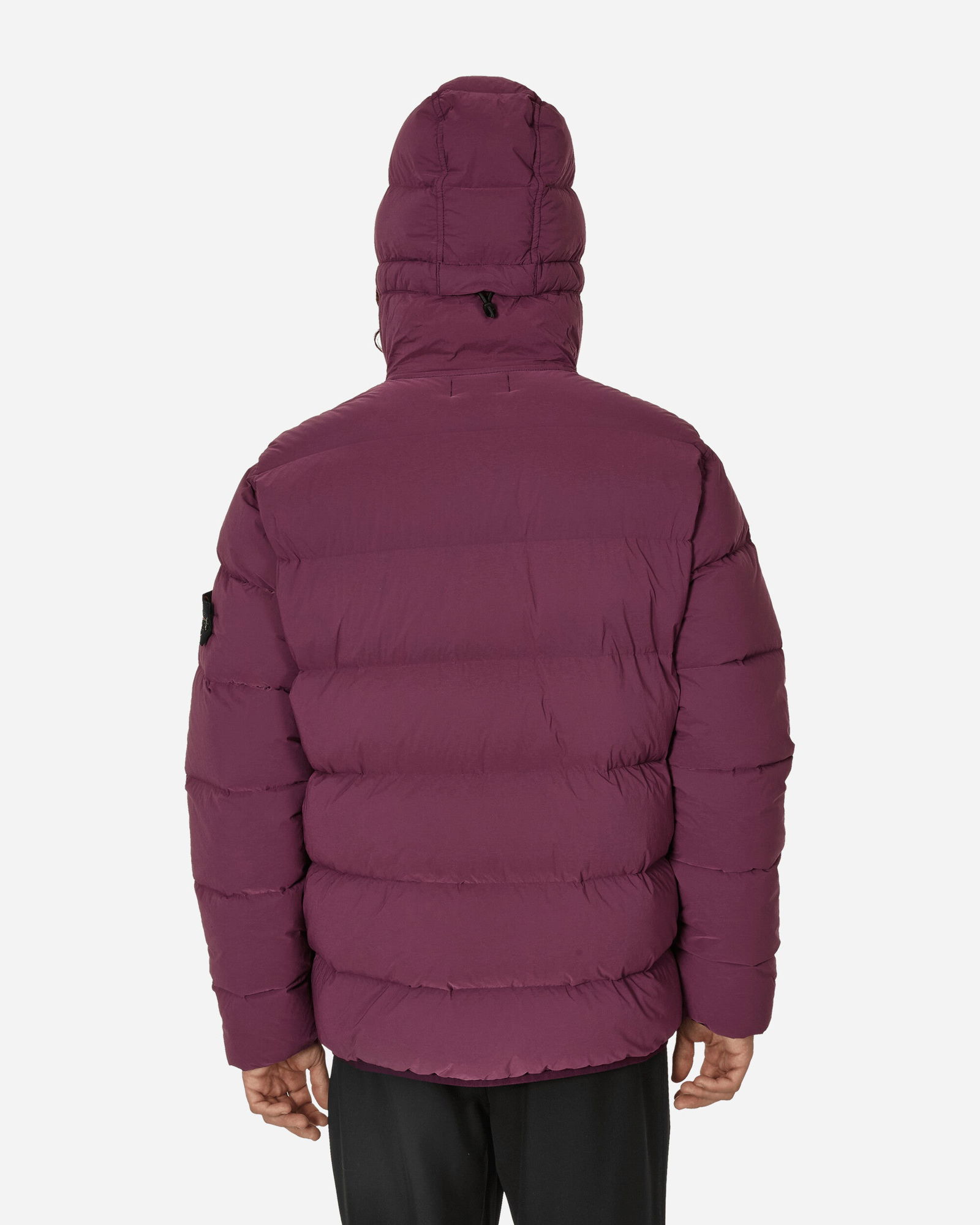 Seamless Tunnel Nylon Hooded Down Jacket Dark Burgundy