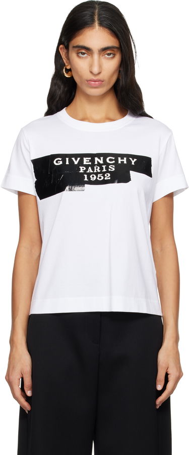 Tričko Givenchy Givenchy Tape Print Crewneck T-shirt Biela | BW70FJP78U100, 0