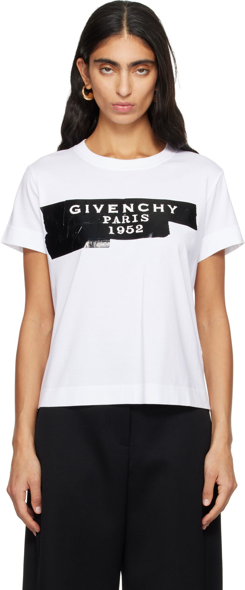 Tričko Givenchy Givenchy Tape Print Crewneck T-shirt Biela | BW70FJP78U100
