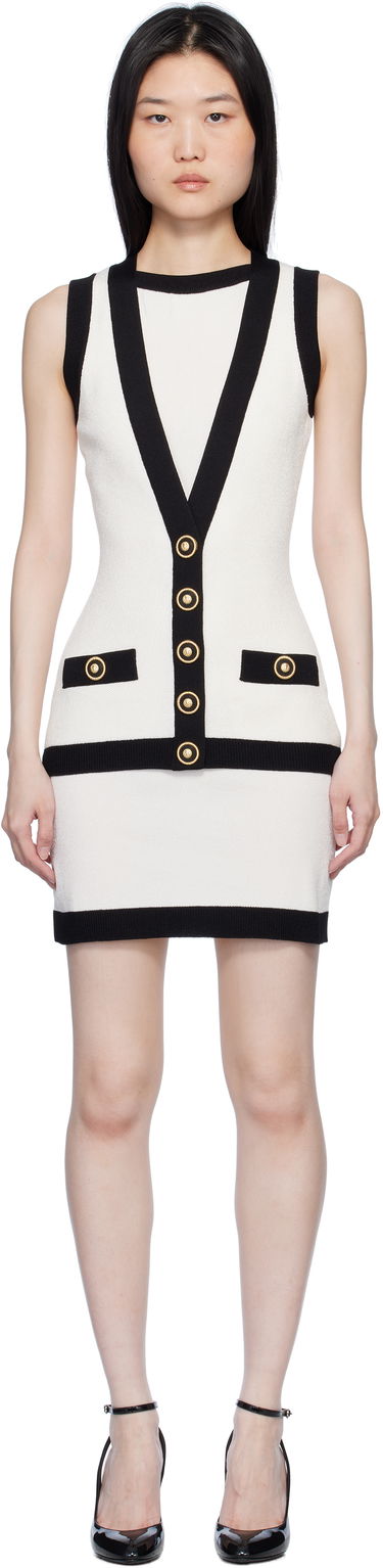 Šaty Balmain Two-Tone Waistcoat Mini Dress Biela | EF1R5086KH88, 0