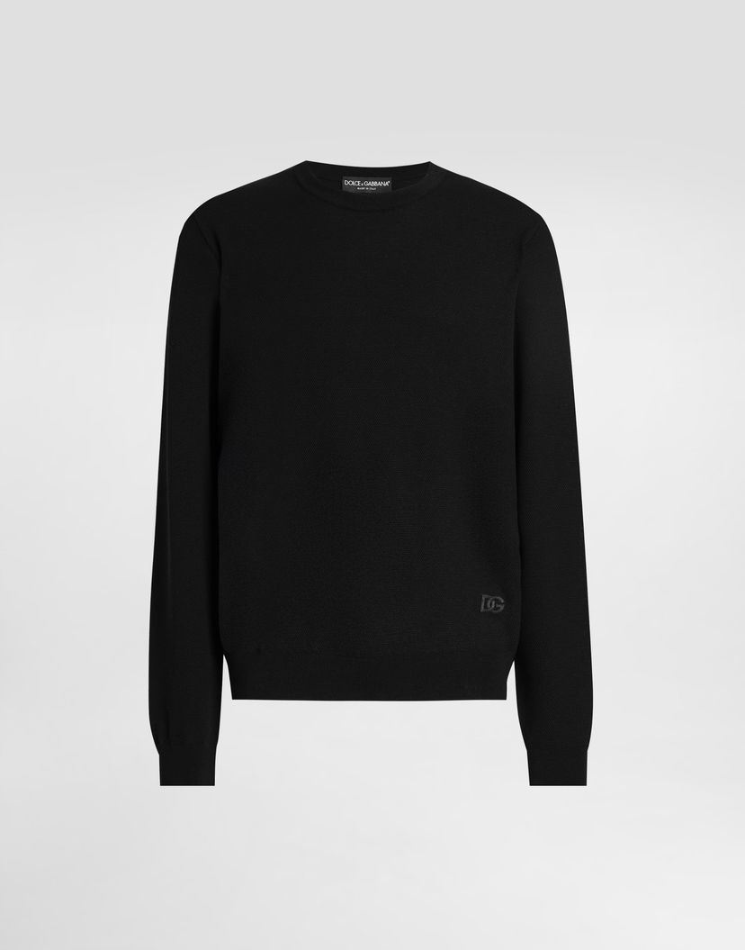 Sveter Dolce & Gabbana Dolce & Gabbana Crew Neck Wool Pullover Čierna | GXXADZJDVC0N0000