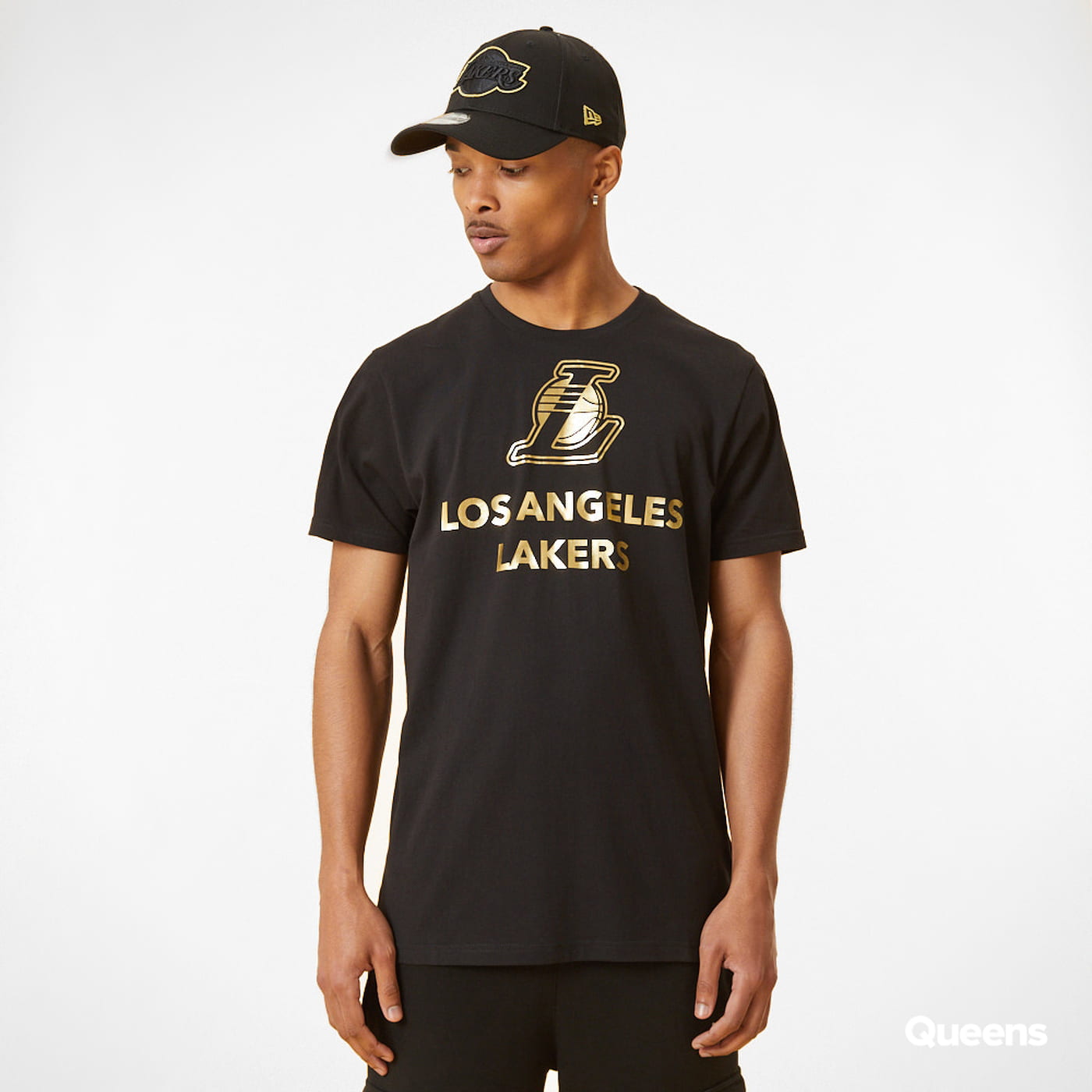 Tričko New Era LA Lakers Metallic Logo Black T-Shirt Čierna | 12893105, 0