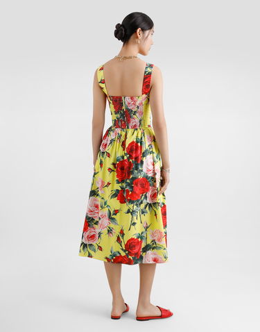 Šaty Dolce & Gabbana Dolce & Gabbana Rose Print Cotton Midi Sundress Žltá | F6ZT1THS5TFHG5JD, 2