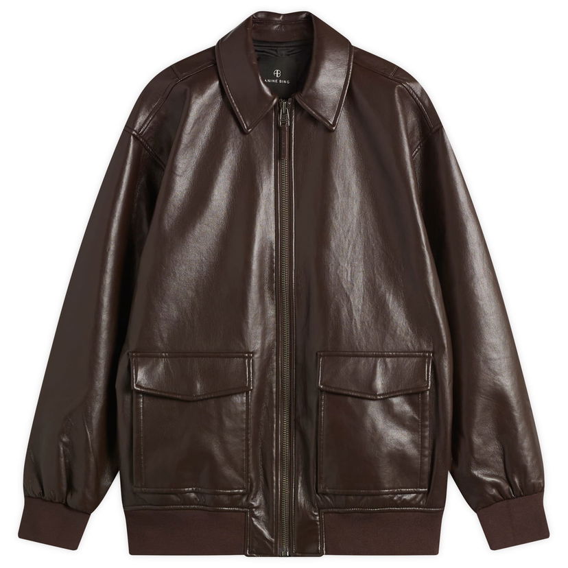 Bomber bunda Anine Bing Anine Bing Kelanie Leather Bomber Jacket Hnedá | A-01-7185-BWN43