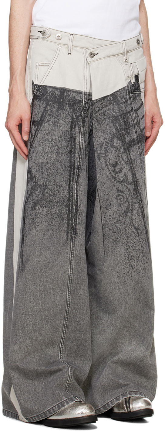 Džínsy Feng Chen Wang Feng Chen Wang Paneled Jeans Šedá | FUF18TR07, 1