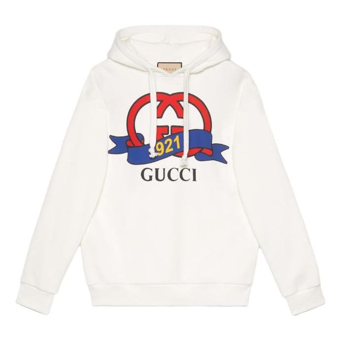 Mikina Gucci Interlocking G 1921 Print Sweatshirt Biela | 717427-XJFNI-9095, 0