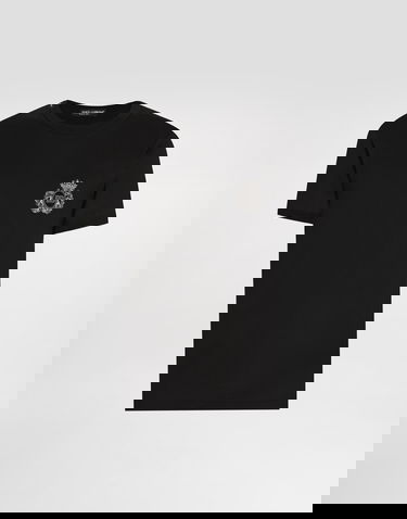 Tričko Dolce & Gabbana Dolce & Gabbana Cotton T-Shirt with Heraldic Patch Čierna | G8PV1ZG7PJ6N0000, 0